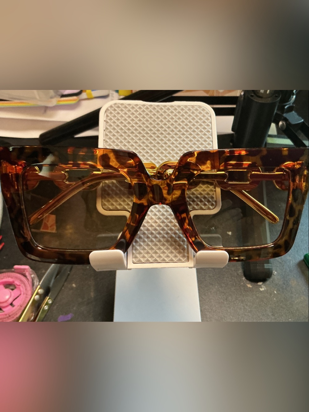 Tortoiseshell Square Sunglasses - Amber Brown Lenses